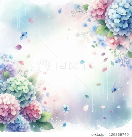 水彩で描いた紫陽花のイラストフレーム 水彩で描いた紫陽花のイラストフレーム 126266749