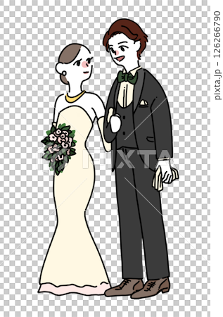 婚禮插圖：新娘和新郎在婚禮上牽手 126266790