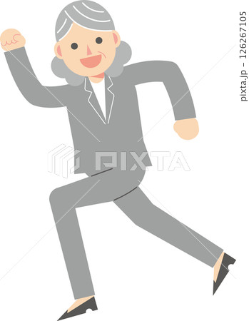 笑顔で走るスーツの女性 126267105