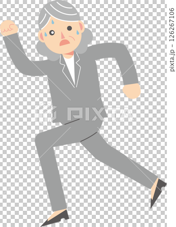 A woman in a suit running in a hurry 126267106