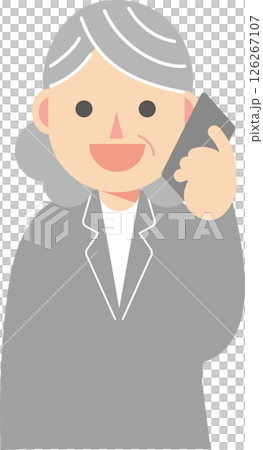 A woman in a suit making a phone call on her smartphone 126267107