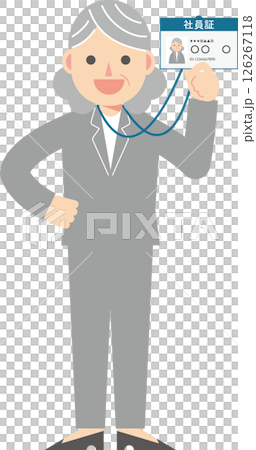 一位穿著西裝的女士出示了她的員工證 126267118