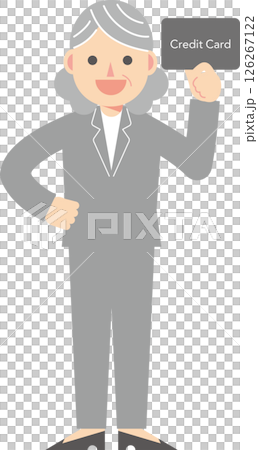 クレジットカードを持つスーツの女性 126267122