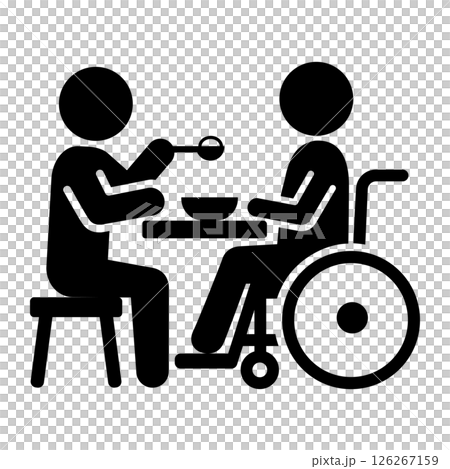 ピクトグラム 介護 車椅子 食事介助のベクターイラスト ピクトグラム 介護 車椅子 食事介助のベクターイラスト 126267159