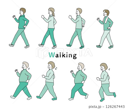 歩く人物のセット 126267443