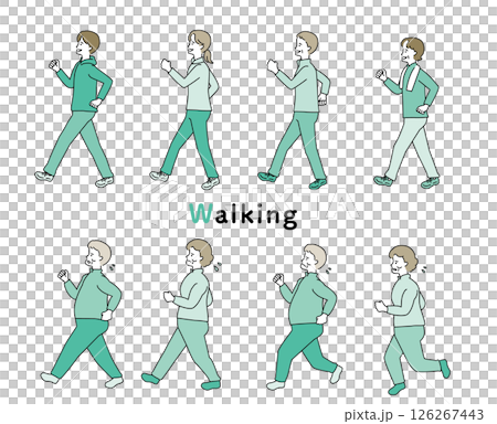歩く人物のセット 126267443