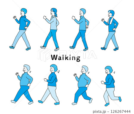 歩く人物のセット 126267444