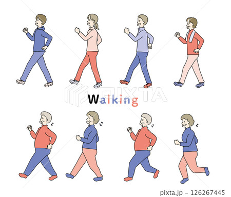 歩く人物のセット 歩く人物のセット 126267445