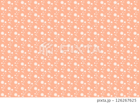 白い小花のシームレスパターン背景｜花柄 背景 ピンク 小花模様 126267625
