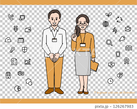 男性和女性 IT 工程師插圖素材集 B(全身、半身、富有表現力的表情和姿勢) 男性和女性 IT 工程師插圖素材集 B(全身、半身、富有表現力的表情和姿勢) 126267983