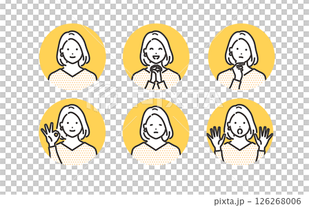 女性のいろいろな表情の素材セット 女性のいろいろな表情の素材セット 126268006