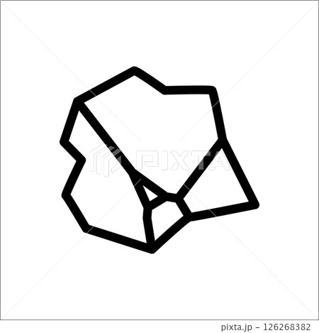 Mined stone line icon. Mined rock stone sign, simple gravel symbol, game mountain mineral 126268382