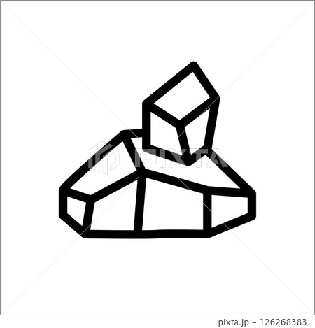 Gypsum stone thin lined illustration. Minimalist quartz drawing, single sandstone silhouette 126268383