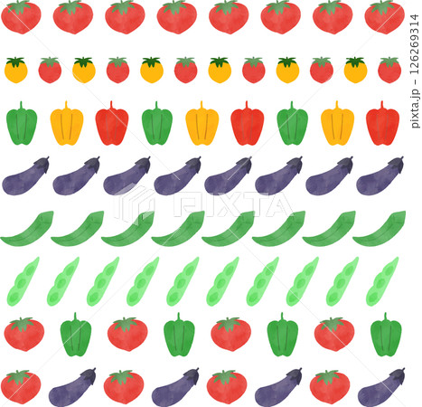 かごに入った水彩タッチの夏野菜のイラスト 126269314
