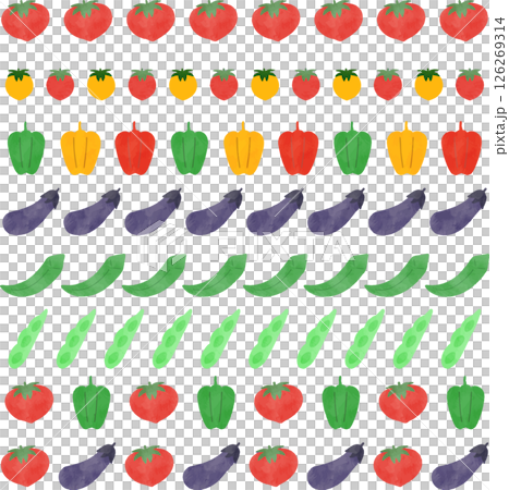 かごに入った水彩タッチの夏野菜のイラスト 126269314
