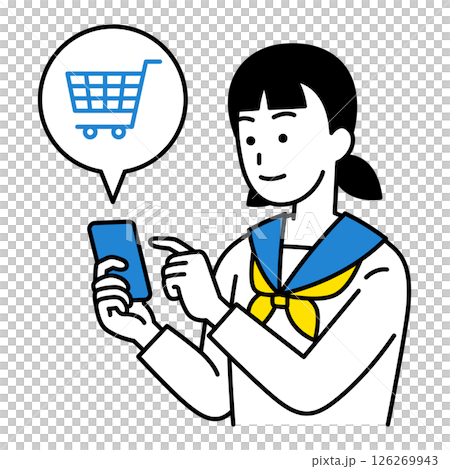 Female student doing online shopping with a smartphone 126269943
