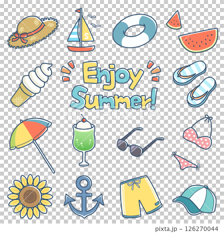 Pop and cute summer item set: with main lines 126270044