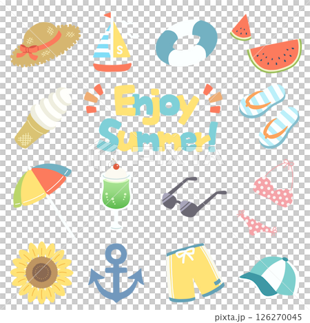 Pop and cute summer item set: no main lines Pop and cute summer item set: no main lines 126270045