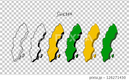 瑞典彩色 3D 地圖的手繪向量插圖 126271430