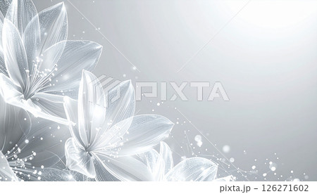 光の粒が舞う透明感あふれる白い幻想花 126271602