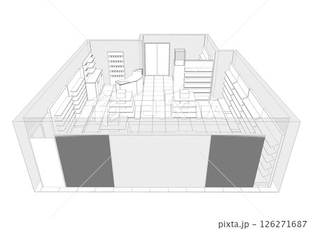 shopping mall, contour visualization, 3D illustration, sketch, outline shopping mall, contour visualization, 3D illustration, sketch, outline 126271687