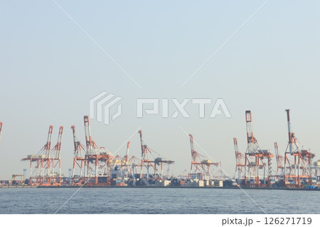 横浜ベイブリッジ方面から見る横浜港湾施設の風景 126271719