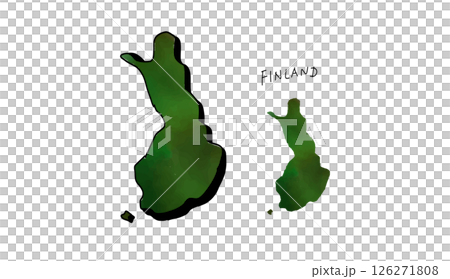 Vector illustration of a hand-drawn map of Finland painted in green watercolor Vector illustration of a hand-drawn map of Finland painted in green watercolor 126271808