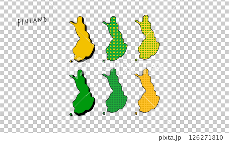 手繪芬蘭地圖向量插圖，圖案豐富多彩 126271810