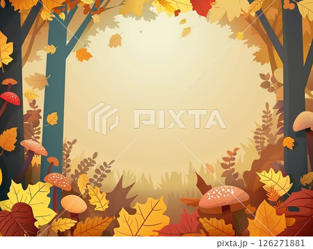 Autumn background with falling leaves and space for text illustration. 126271881