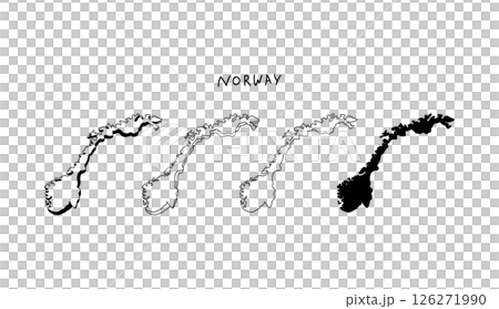 Monochrome 3D Norway map hand drawn vector illustration Monochrome 3D Norway map hand drawn vector illustration 126271990
