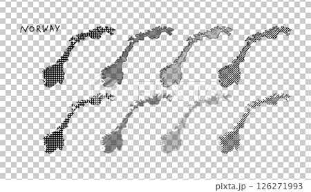 手繪向量插圖，帶有有點和條紋的挪威地圖 126271993
