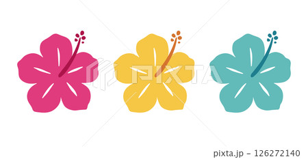 ハイビスカス フラットデザインアイコンセット ベクターイラスト 126272140