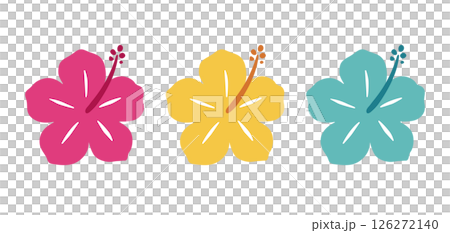 ハイビスカス フラットデザインアイコンセット ベクターイラスト 126272140