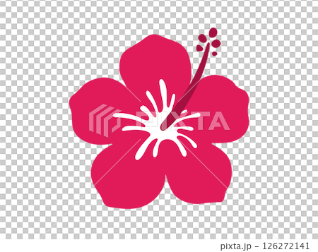 ハイビスカス フラットデザインアイコン ベクターイラスト 126272141