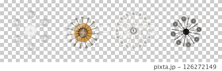 chandelier on the ceiling isolated on transparent background, hanging lamp, pendant light, 3D illustration, cg render 126272149