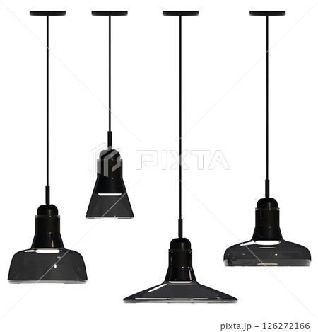 chandelier on the ceiling isolated on transparent background, hanging lamp, pendant light, 3D illustration, cg render 126272166