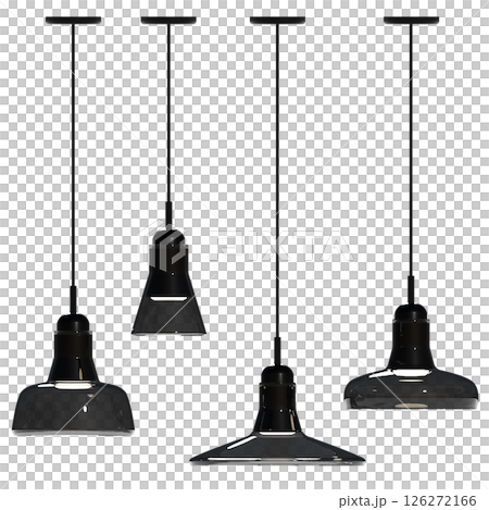 chandelier on the ceiling isolated on transparent background, hanging lamp, pendant light, 3D illustration, cg render 126272166