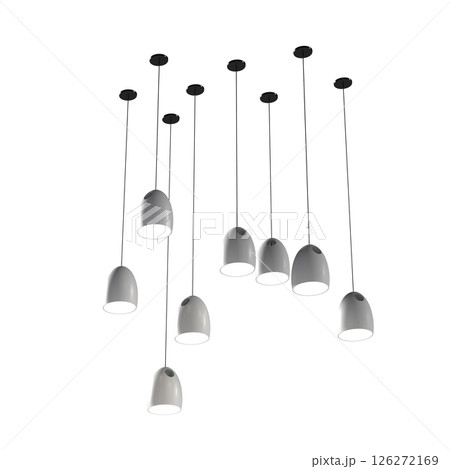 chandelier on the ceiling isolated on transparent background, hanging lamp, pendant light, 3D illustration, cg render 126272169