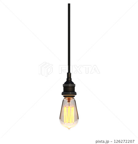 chandelier on the ceiling isolated on transparent background, hanging lamp, pendant light, 3D illustration, cg render 126272207