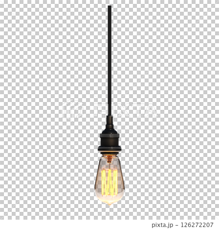 chandelier on the ceiling isolated on transparent background, hanging lamp, pendant light, 3D illustration, cg render 126272207