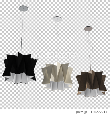 chandelier on the ceiling isolated on transparent background, hanging lamp, pendant light, 3D illustration, cg render 126272214