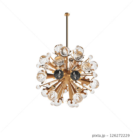 chandelier on the ceiling isolated on transparent background, hanging lamp, pendant light, 3D illustration, cg render chandelier on the ceiling isolated on transparent background, hanging lamp, pendant light, 3D illustration, cg render 126272229
