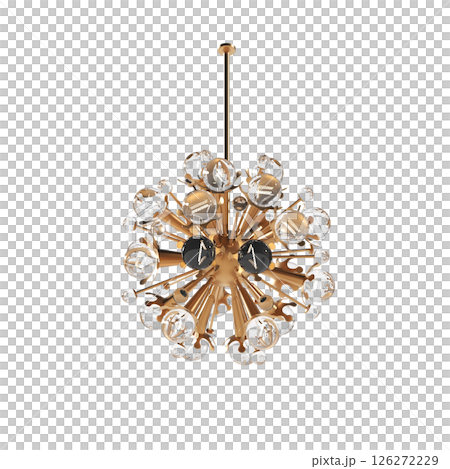 chandelier on the ceiling isolated on transparent background, hanging lamp, pendant light, 3D illustration, cg render chandelier on the ceiling isolated on transparent background, hanging lamp, pendant light, 3D illustration, cg render 126272229