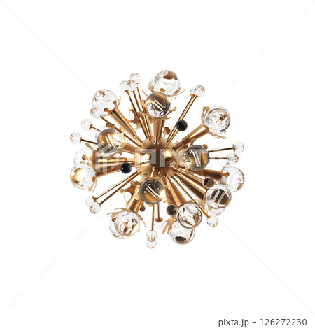chandelier on the ceiling isolated on transparent background, hanging lamp, pendant light, 3D illustration, cg render 126272230