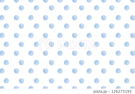 水玉模様のかわいい背景素材 水彩テクスチャ ドットパターン 水色 青 126273193