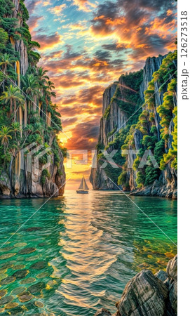 sunset over the sea 126273518