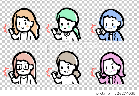 Variations of women doing fist pumps Variations of women doing fist pumps 126274039