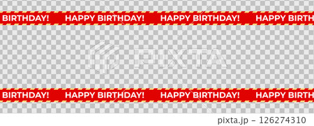 Happy Birthday Frame Tape Vector, Red Striped Ribbon Border Isolated on Transparent Background. Perfect for invitations, event branding, banners. Isolated Vector Illustration Happy Birthday Frame Tape Vector, Red Striped Ribbon Border Isolated on Transparent Background. Perfect for invitations, event branding, banners. Isolated Vector Illustration 126274310