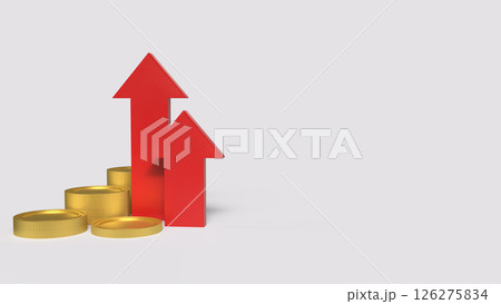The Red Arrow Up and gold coins for Business concept 3d Rendering. 126275834