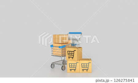 The Card Board and Shopping cart icon for Marketing concept 3d Rendering. 126275841